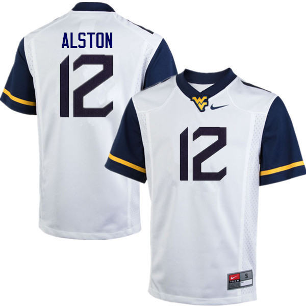 NCAA Men's Taijh Alston West Virginia Mountaineers White #12 Nike Stitched Football College Authentic Jersey OC23I82SG